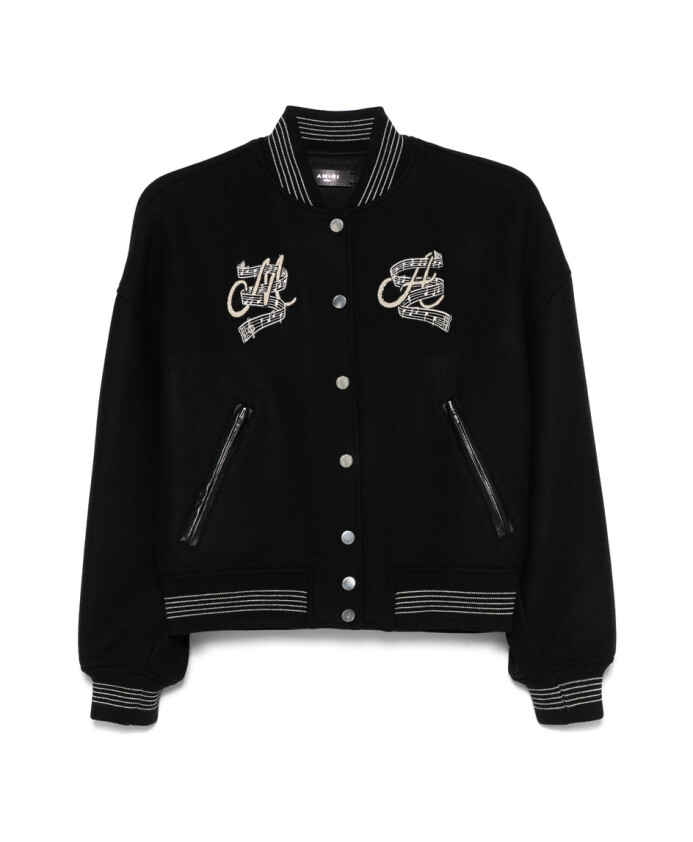 black-ribbed-outerwear-with-logo-embroidery