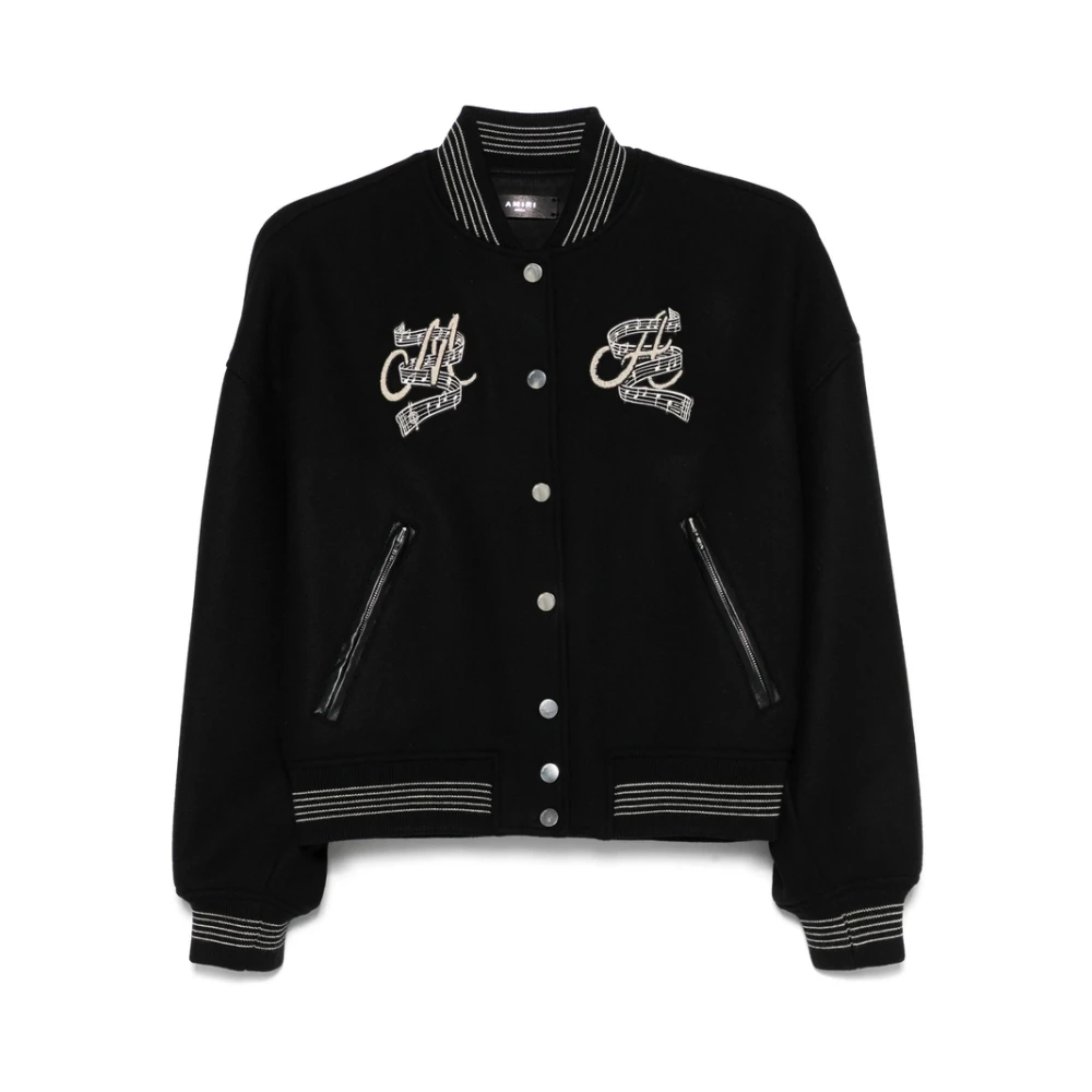 Amiri Zwart geribbeld bovenkleding met logoborduursel Black Dames