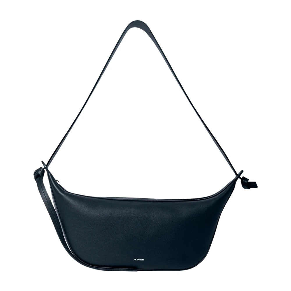 Jil Sander Knoop Crossbody Tas met Logo Motief Black