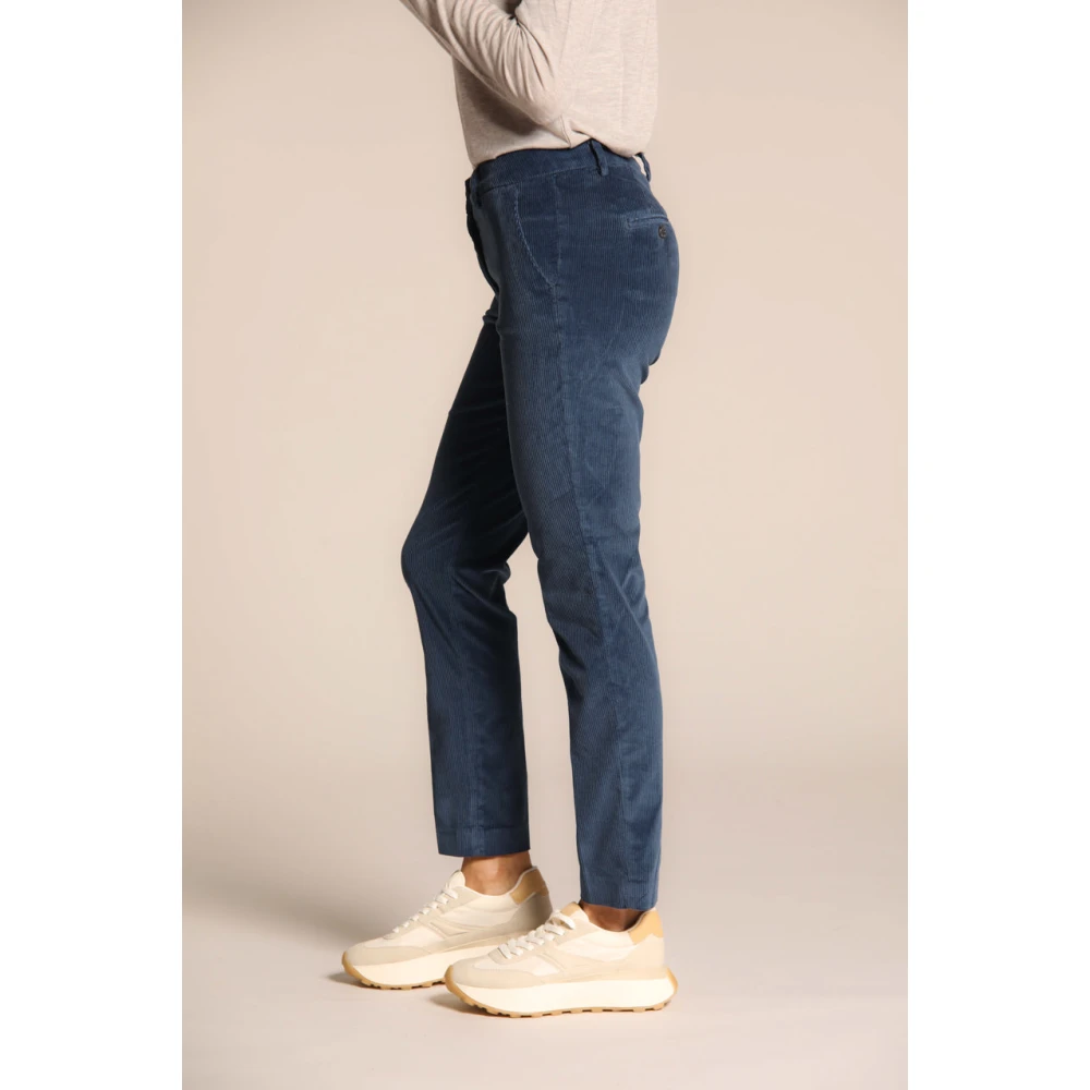 Mason's Velvet Slim Fit Chino Broek Blue Dames