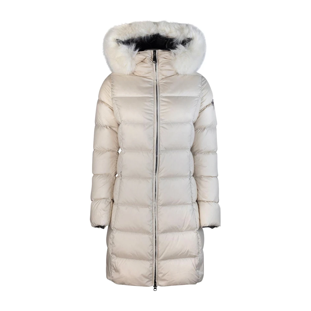 Colmar Glanzend Mid-Length Parka met Capuchon White Dames