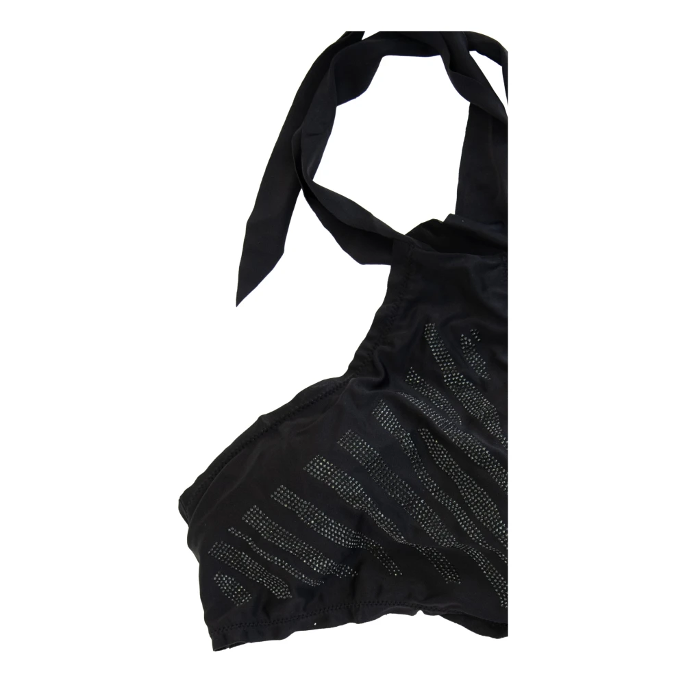 F**k Strass Bikini Set met Haak en Strik Black Dames