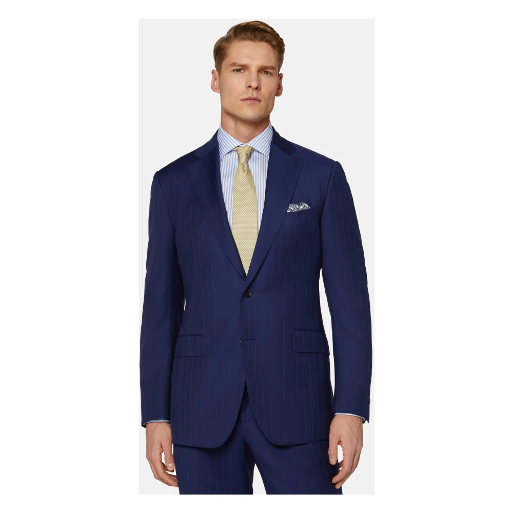 Boggi Milano Pinstripe Suit van zuivere Super 130 wol Blue Heren