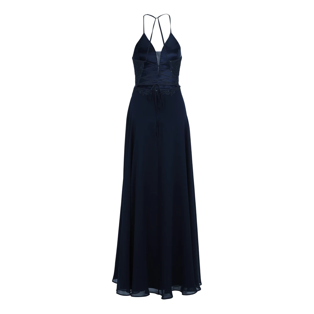 Vera Mont Elegante Geborduurde Avondjurk Blue Dames