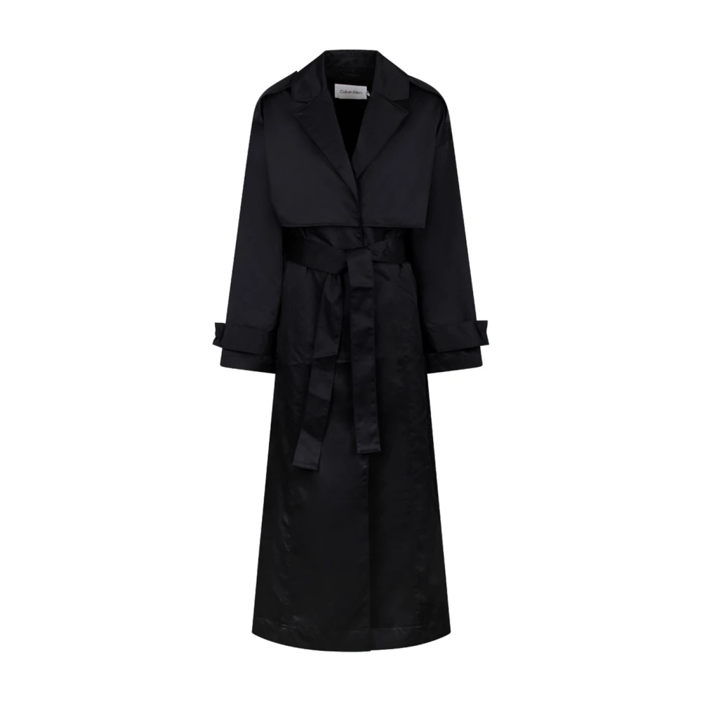 Calvin Klein Zwarte Oversized Trenchcoat Black Dames
