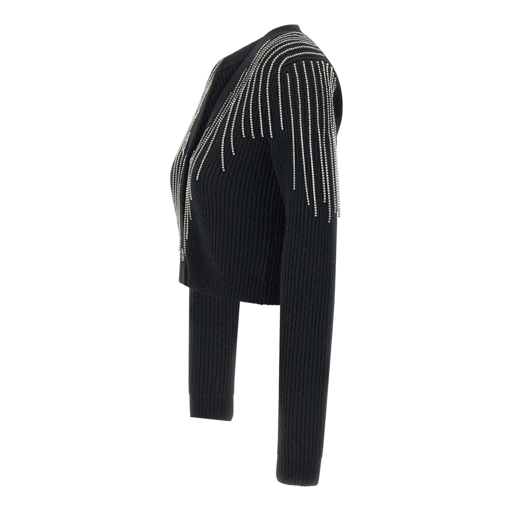 Kaos Zwarte wolmix vest met strass detail Black Dames