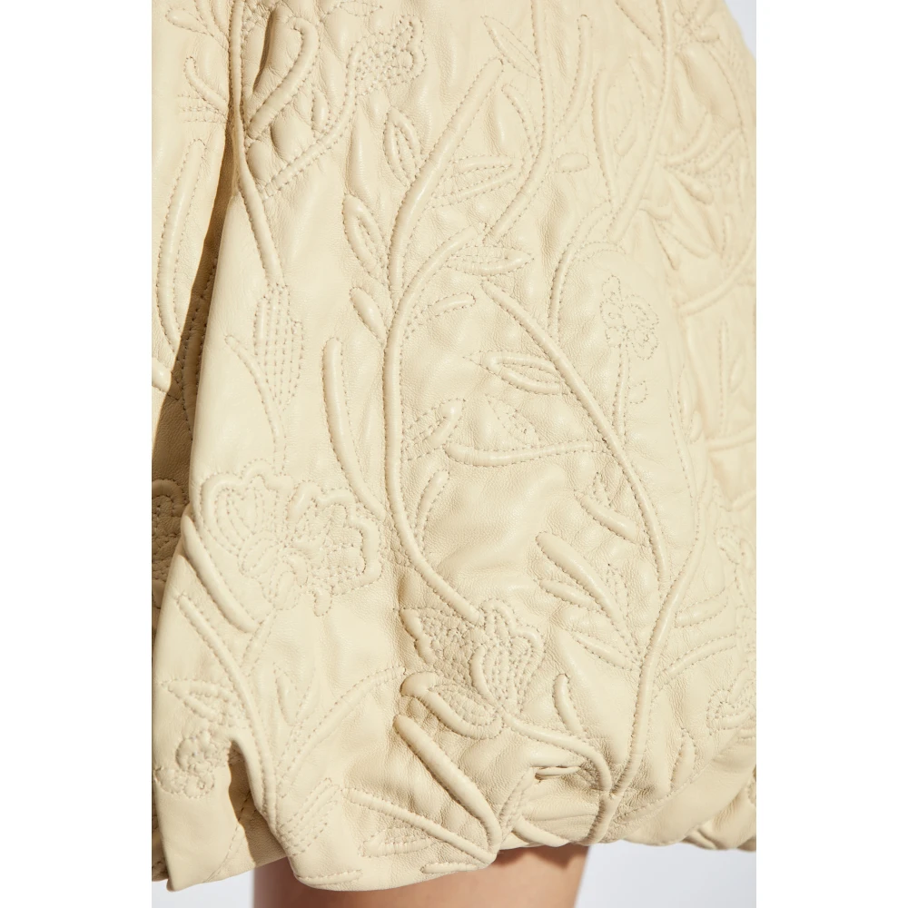 Munthe Leren rok 'Frauke' Beige Dames