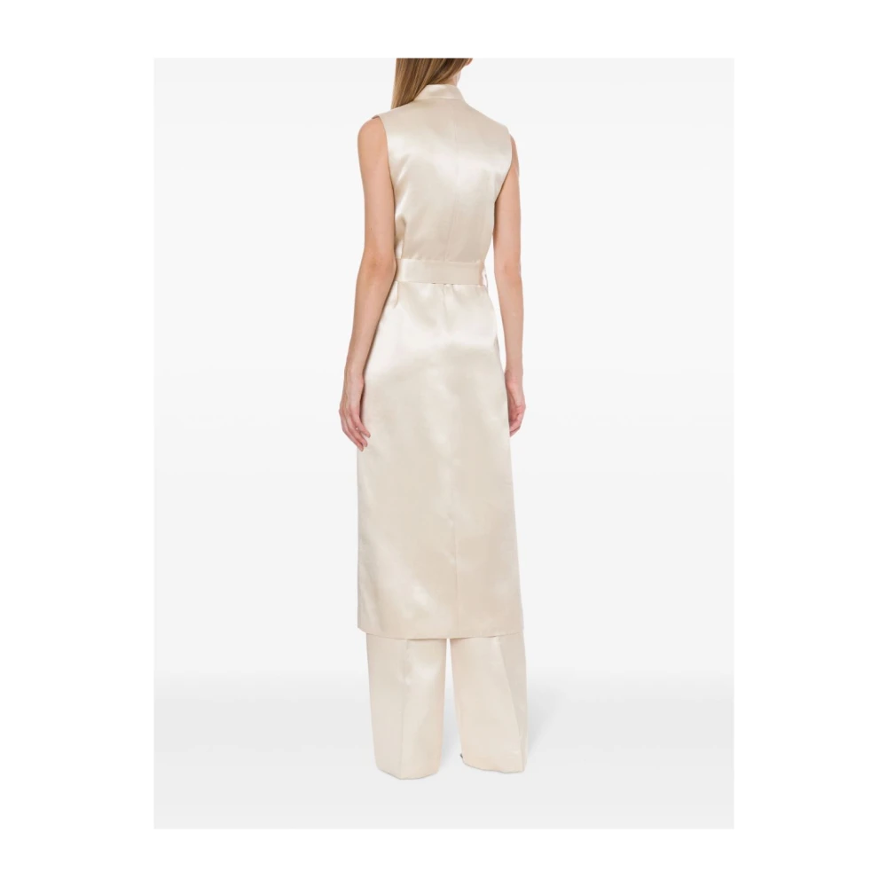 Philosophy di Lorenzo Serafini Ivoor Mouwloos V-hals Jas Beige Dames