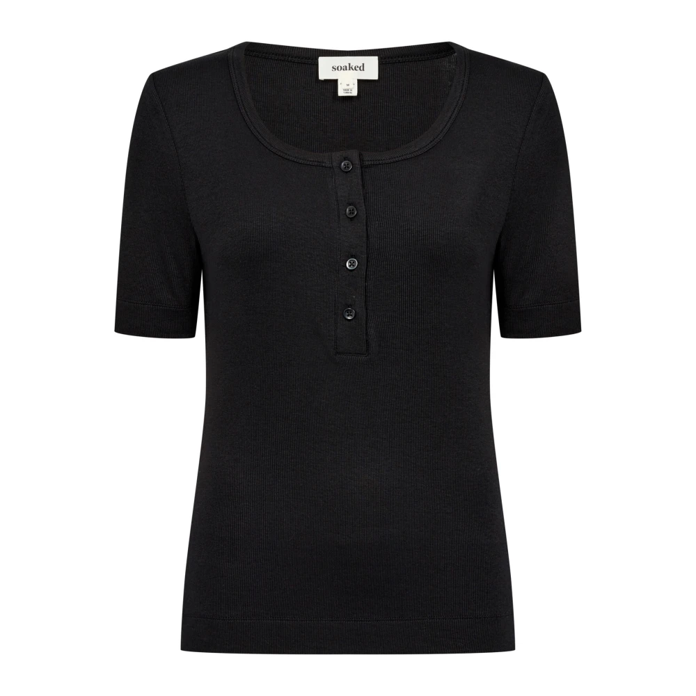 Soaked in Luxury Zwarte Tee Blouse Slida Stijl Black Dames