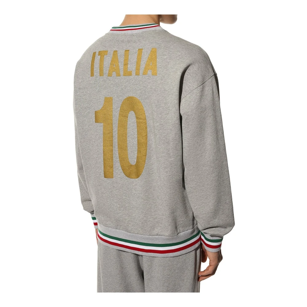 Dolce & Gabbana Grijze Katoenen Sweatshirt met Logodetail Gray Heren