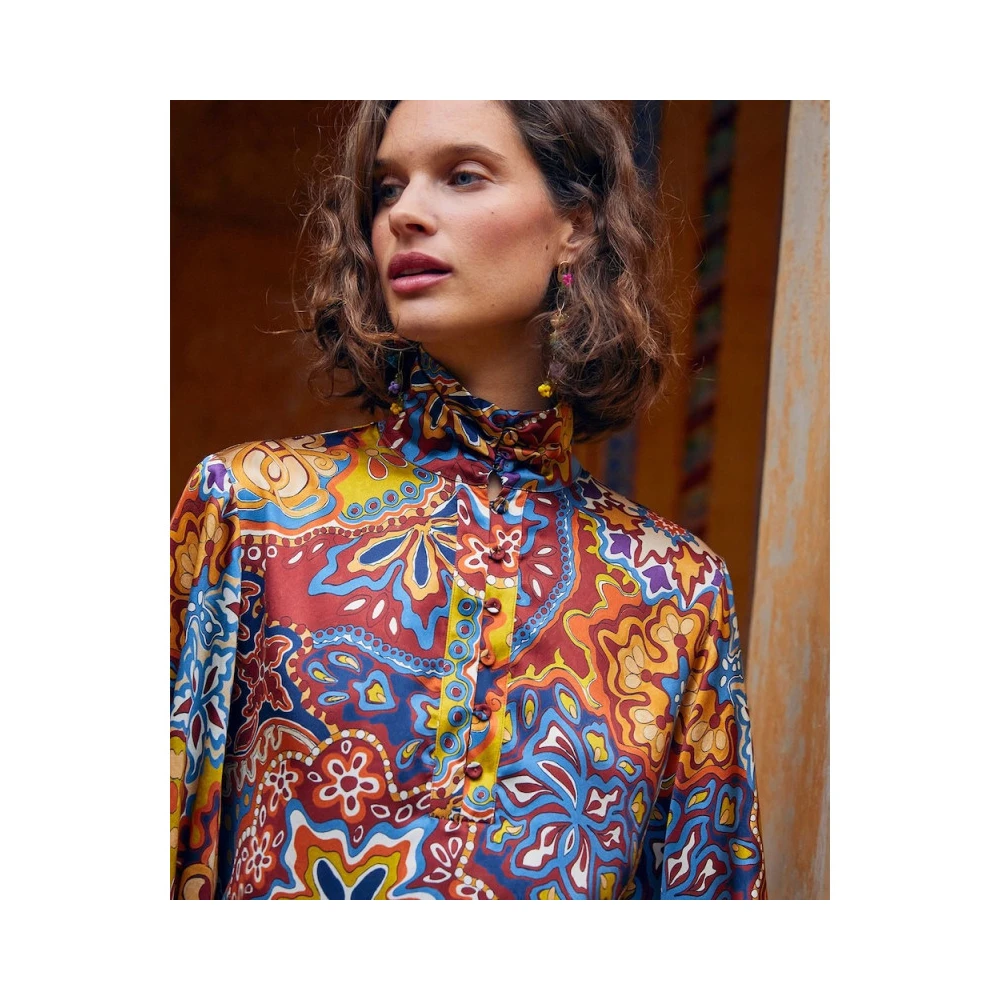 Momoni Thierry Zijden Satijnen Blouse Multicolor Dames