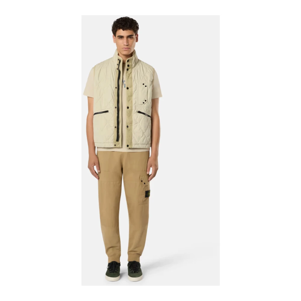 Stone Island Cargo Joggingbroek met Geborsteld Katoen Fleece Beige Heren