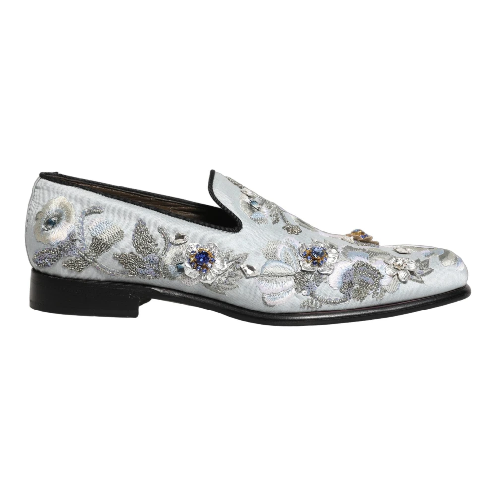 Dolce & Gabbana Men's Multicolor Loafers, 10 Uk, Floral Embellished Loafers