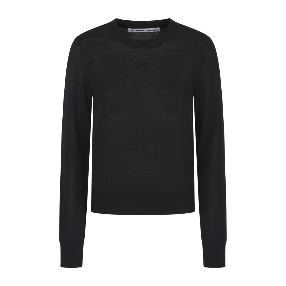 alexander wang Zwarte Logo Crew Neck Sweater Black Dames