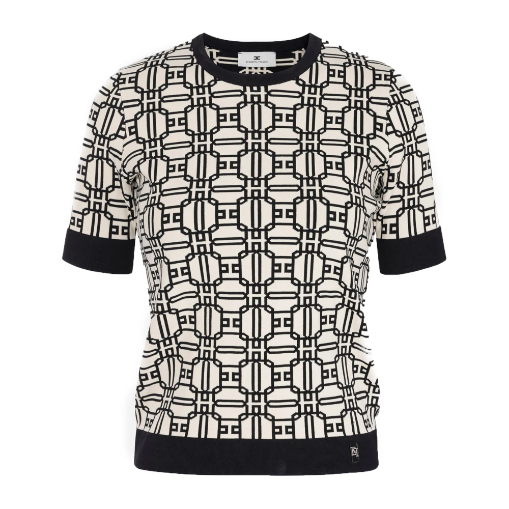 Elisabetta Franchi Jacquard logoprint trui met afwerking Multicolor Dames