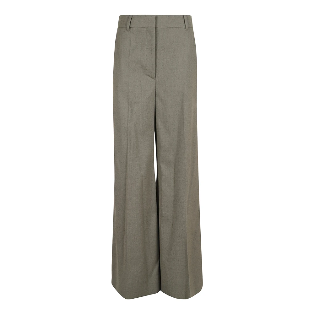 Stella Mccartney Neutrale Wol Wijde Pijp Broek Gray Dames