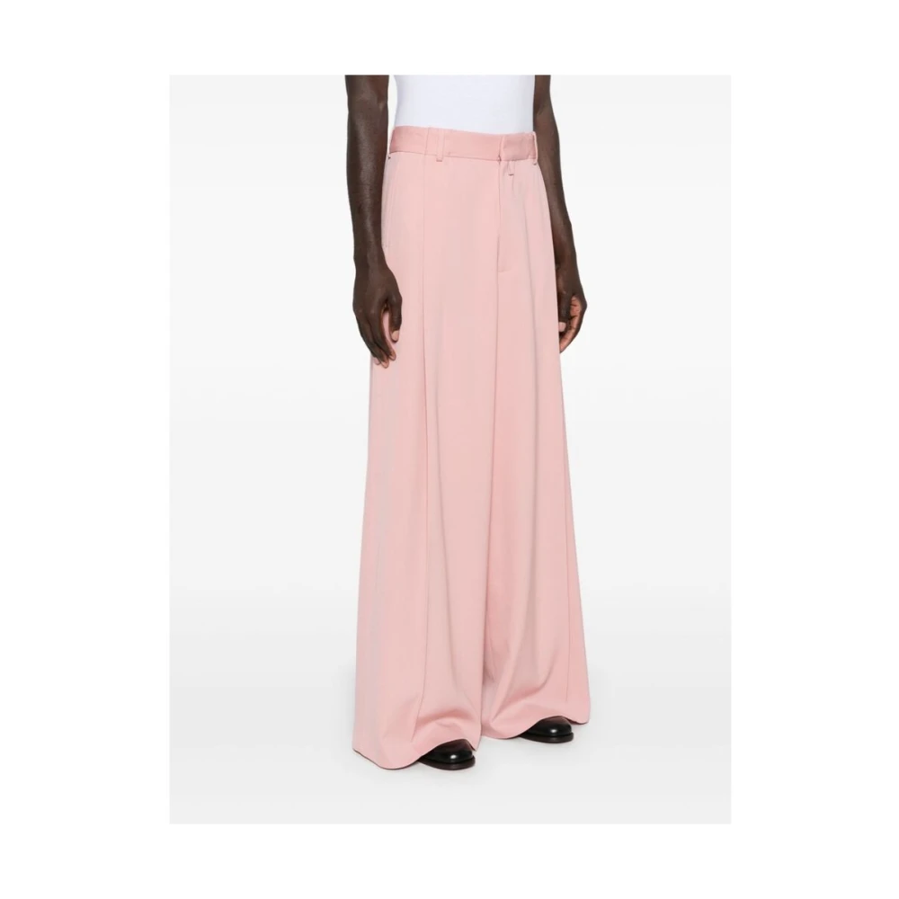 Dries Van Noten Blush Pink Wol Wijde Pijp Broek Pink Heren