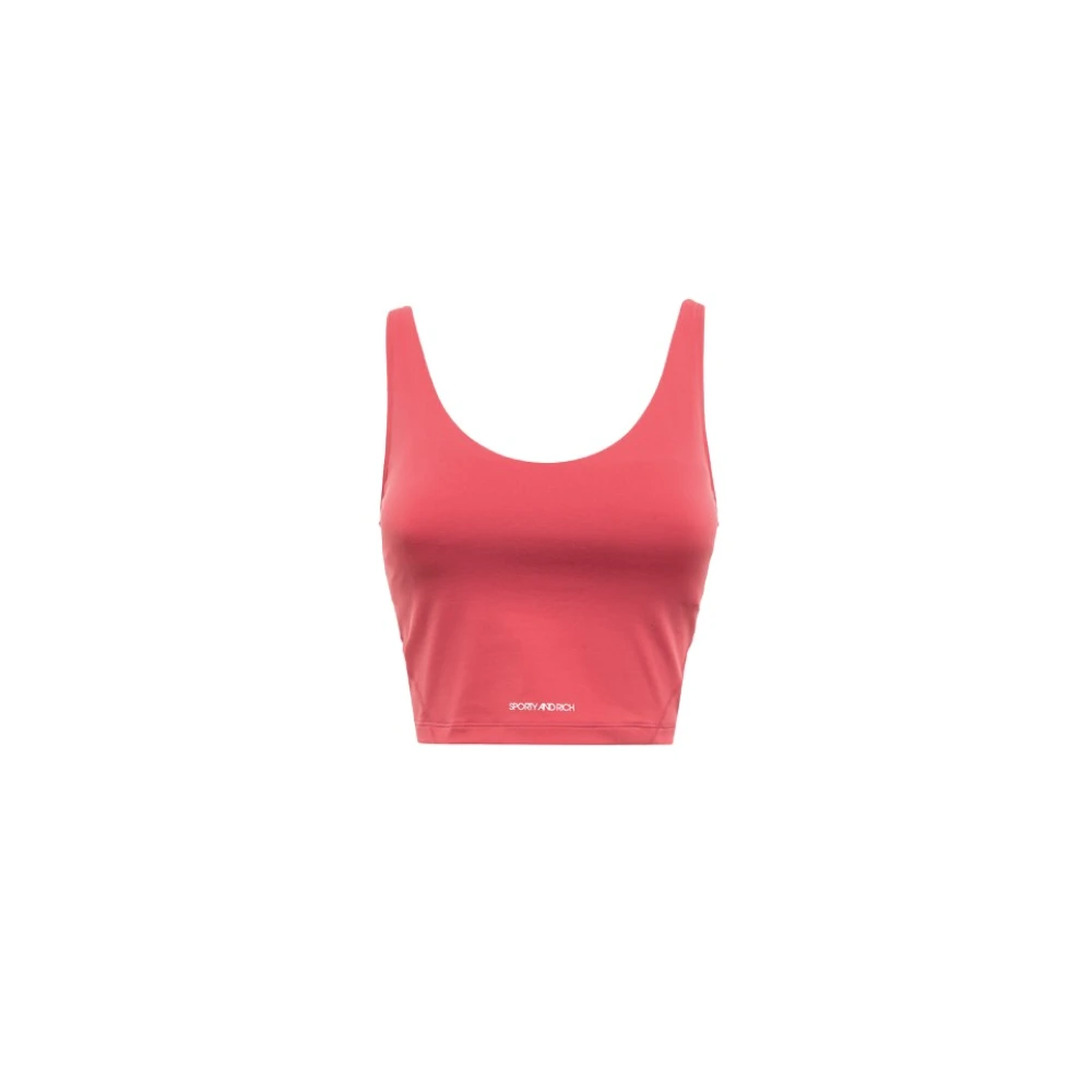 Sporty & Rich Sporttop in effen kleur met contrasterend logo Pink Dames