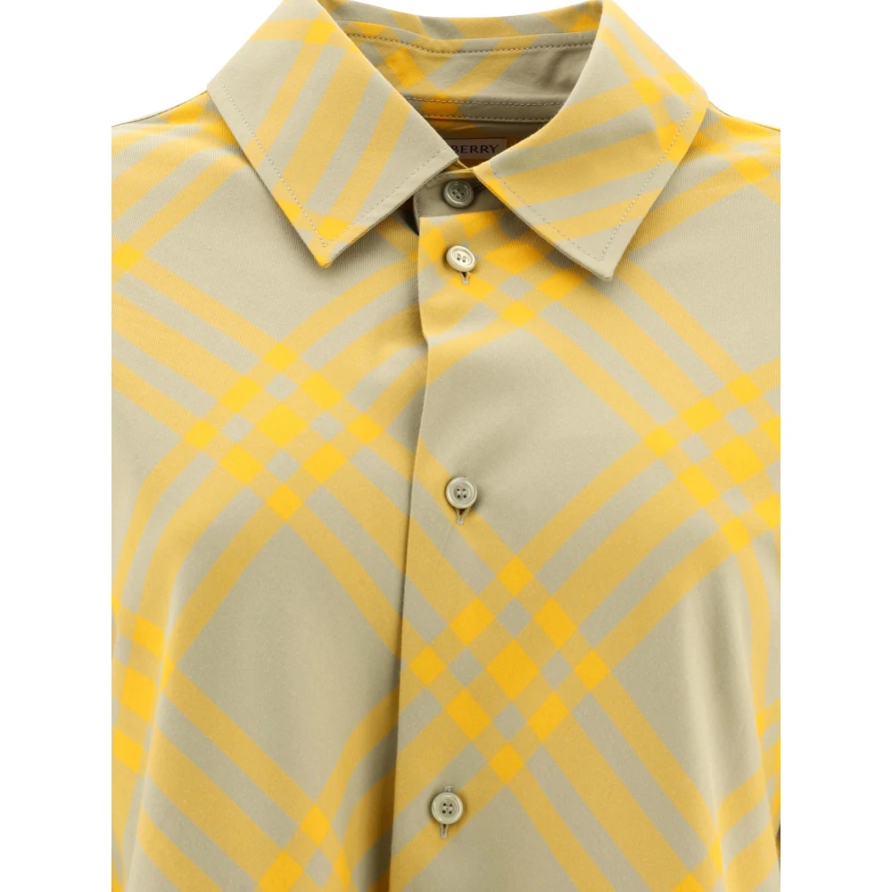 Burberry Geruite Katoenen Overhemd Yellow Dames