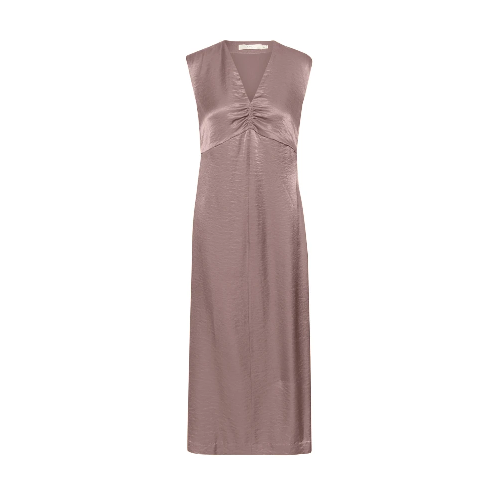 InWear Elegante Jurk met V-Hals en Gerimpelde Voorkant Gray Dames