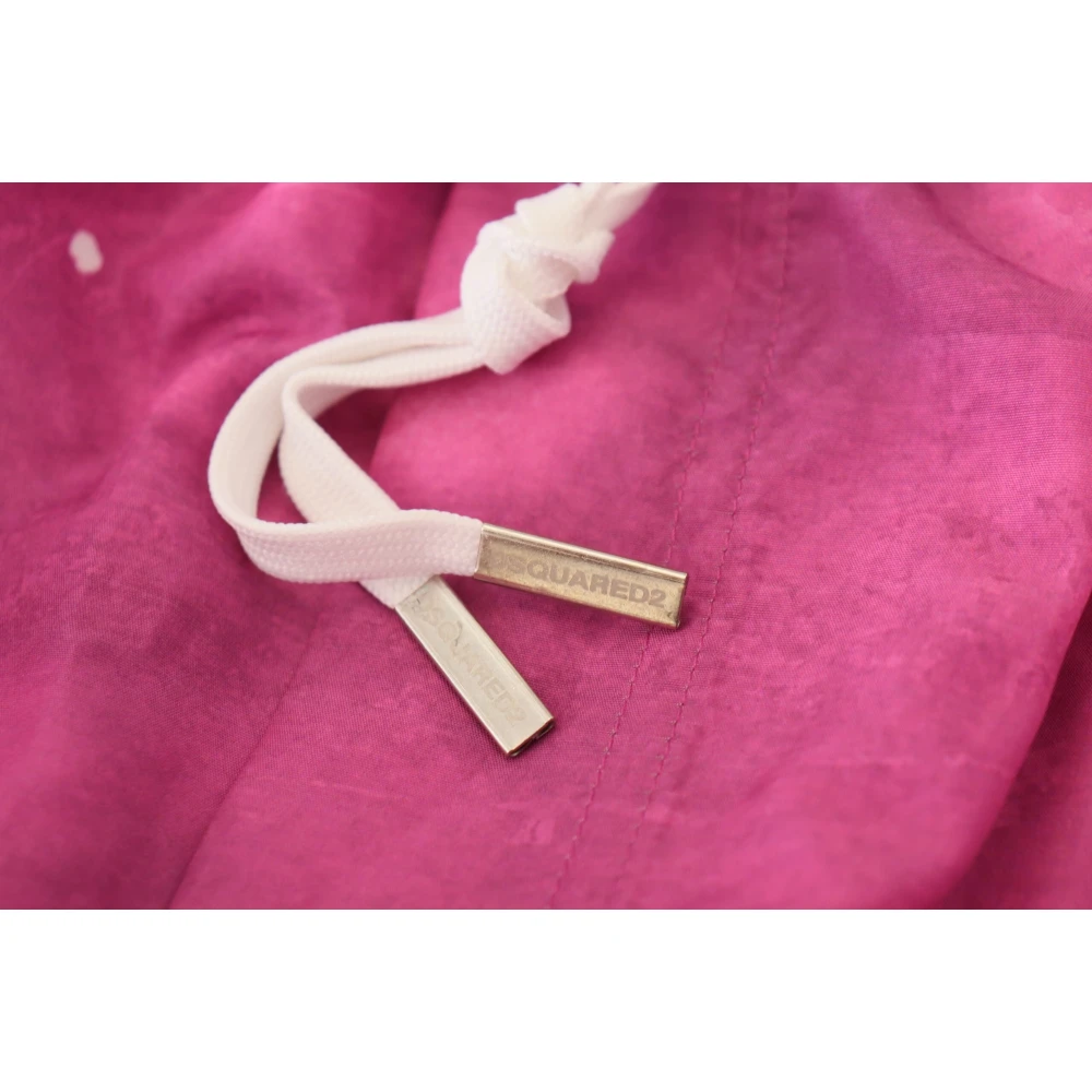 Dsquared2 Roze Tie Dye Logo Heren Strandshorts Pink Heren