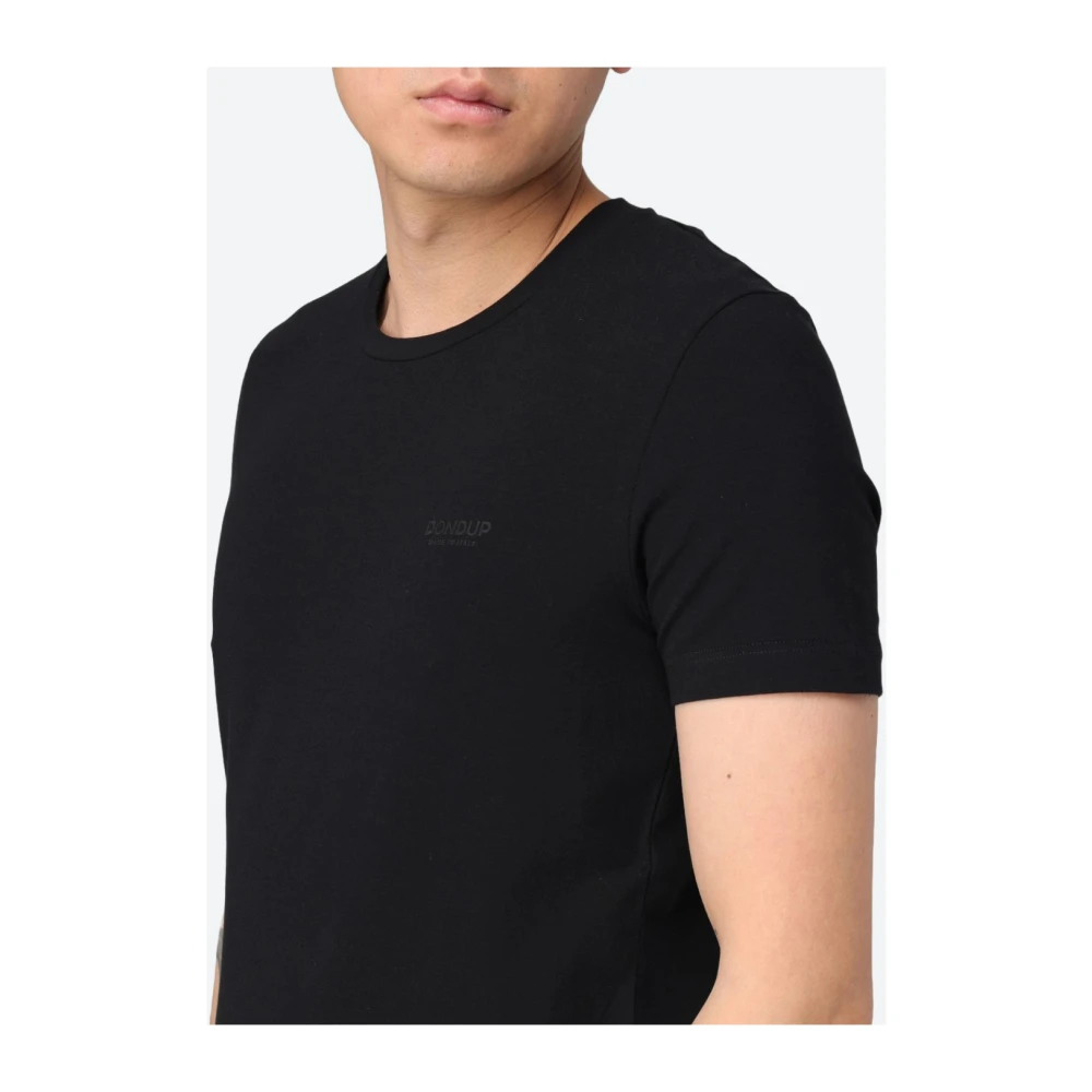 Dondup Stretch katoenen jersey T-shirt met borstlogo Black Heren