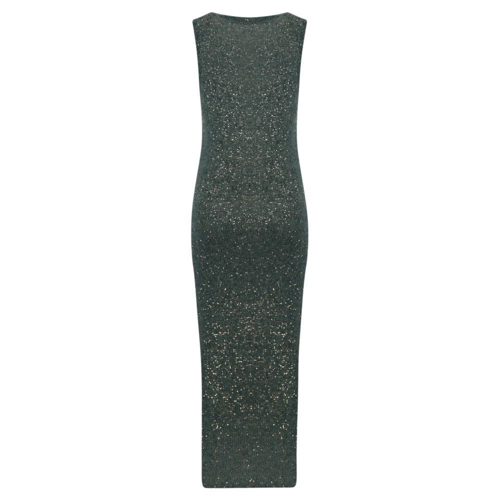 D.Exterior Pailletten Midi Jurk met V-Hals Green Dames