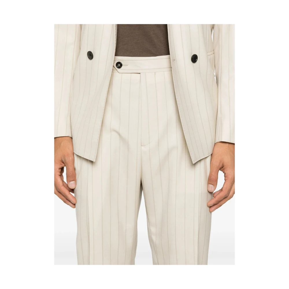 Reveres 1949 Beige Double-Breasted Pak met Achtersplitten Beige Heren
