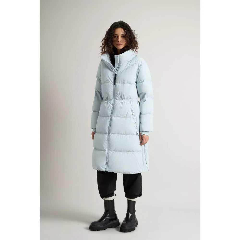 Woolrich Long Down Stretch Parka Pearl Blue Dames