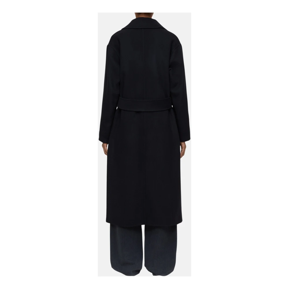 closed Jas van dubbele stof met riem en zijzakken Black Dames