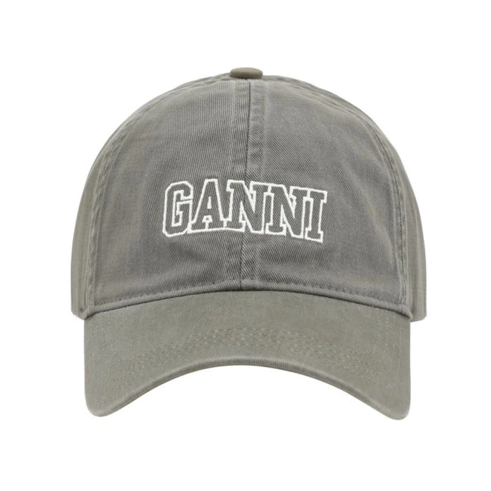 Ganni Katoenen Baseballpet met Monogram Gray Dames