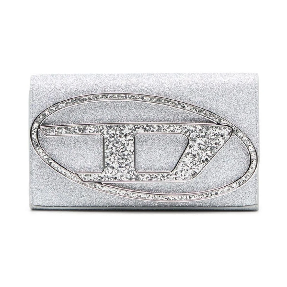Diesel Glitter Zilveren Portemonnee met Verstelbare Band Gray Dames