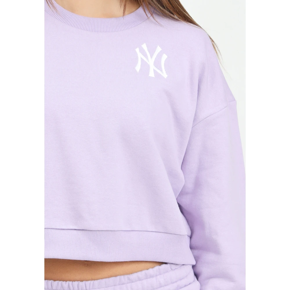 new era Paarse Crop Crew Neck Sweatshirt Purple Dames