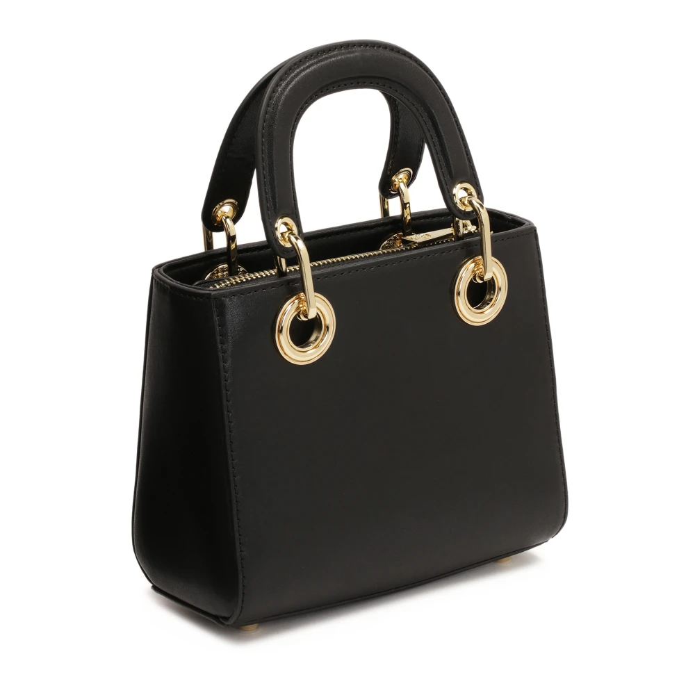 Kazar Kleine leren tas met beweegbare handvatten Black Dames