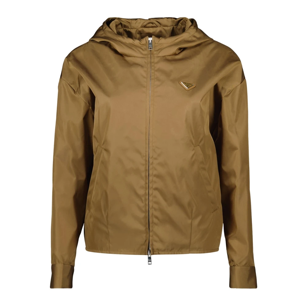 Prada Women's Brown Light Jackets, Xs, Re-Nylon Blouson Jacket