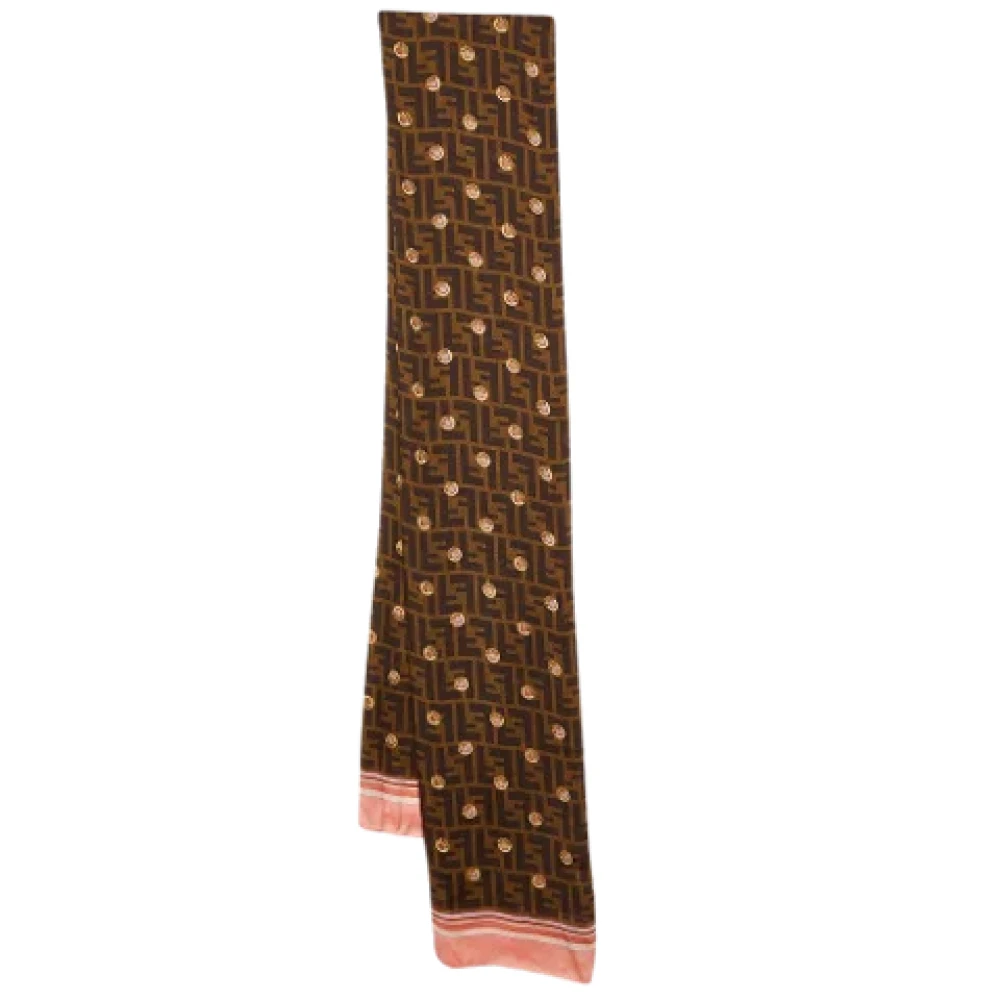 Fendi Vintage Pre-owned Silk scarves Brown Dames