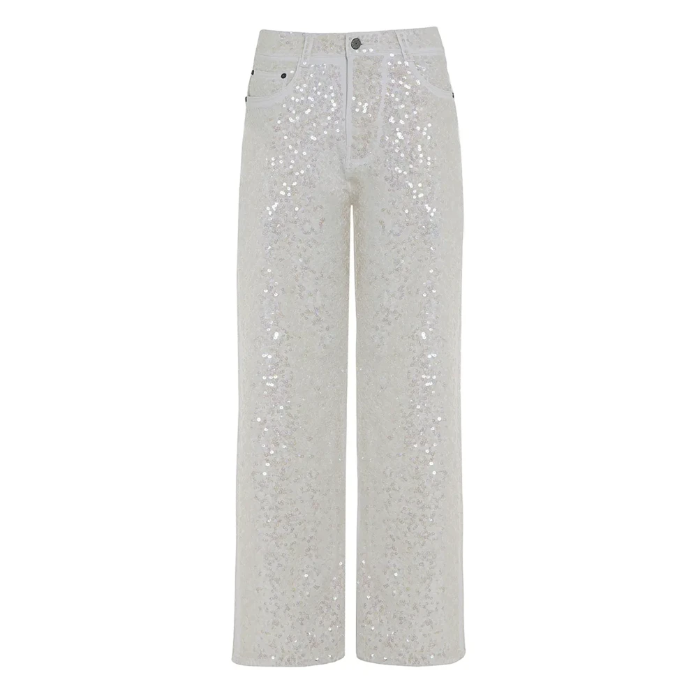 P.a.r.o.s.h. Pailletapplicatie Witte Jeans White Dames