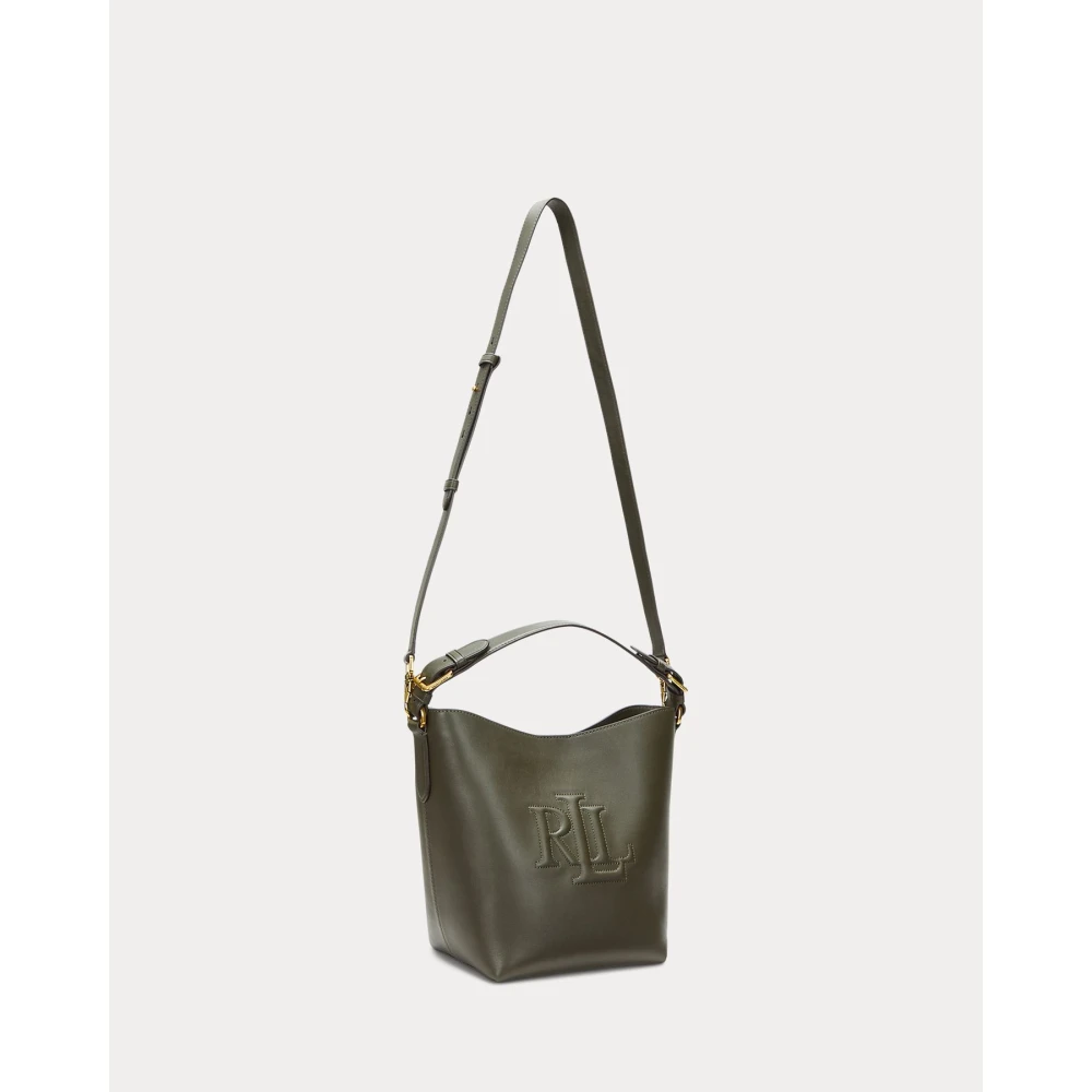 Ralph Lauren Middelgrote Witley leren bucket tas Green Dames