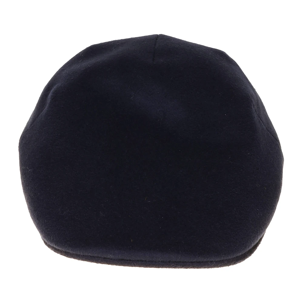 Borsalino Platte eendebek baret met genaaide klep Blue Heren