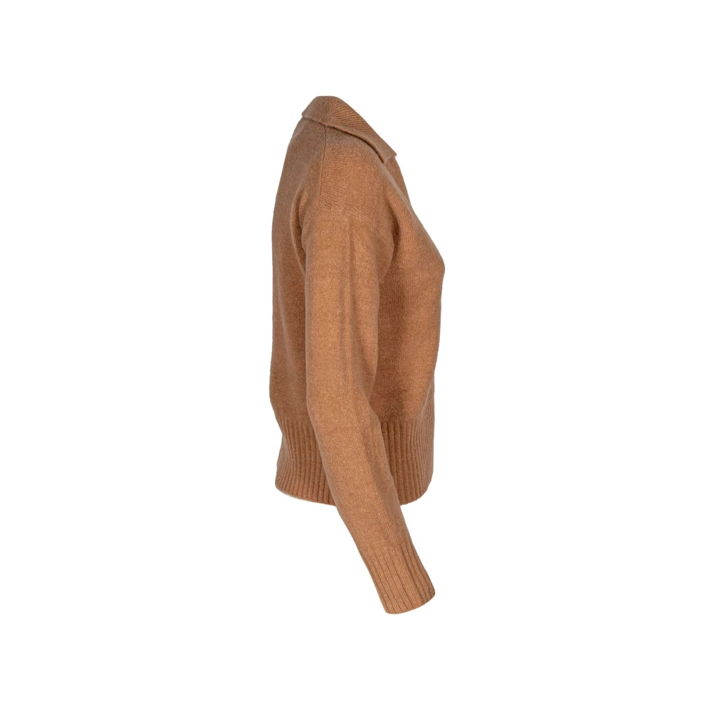 Kangra Dames Wol Polo Pullover Regular Fit Brown Dames