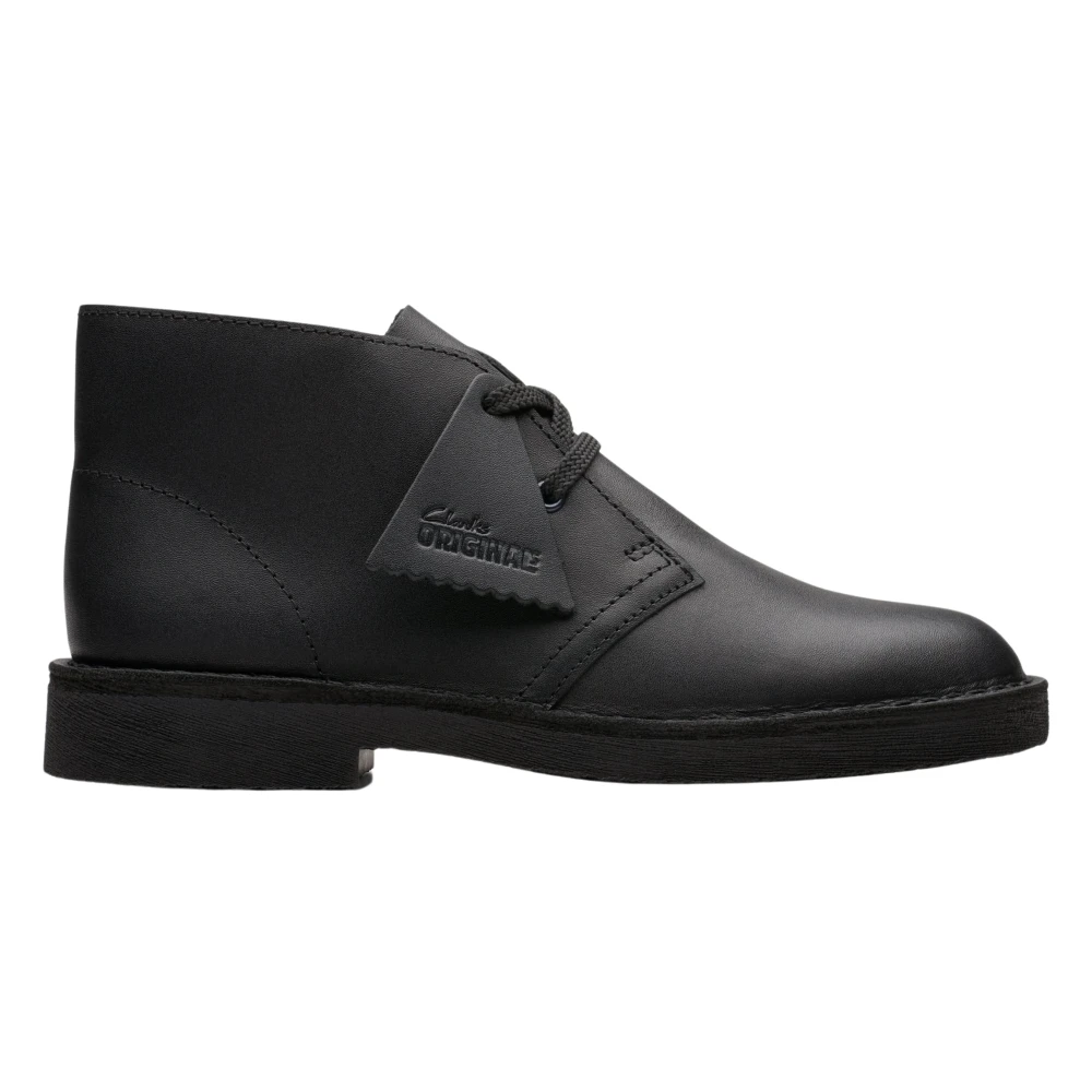 Clarks Unisex Kids Black Leather Desert Boots For Kids - Kids Boots - 35 Eu - Kids