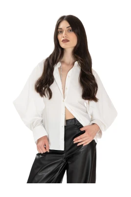 Camicia con maniche ampie con spacchi cotone