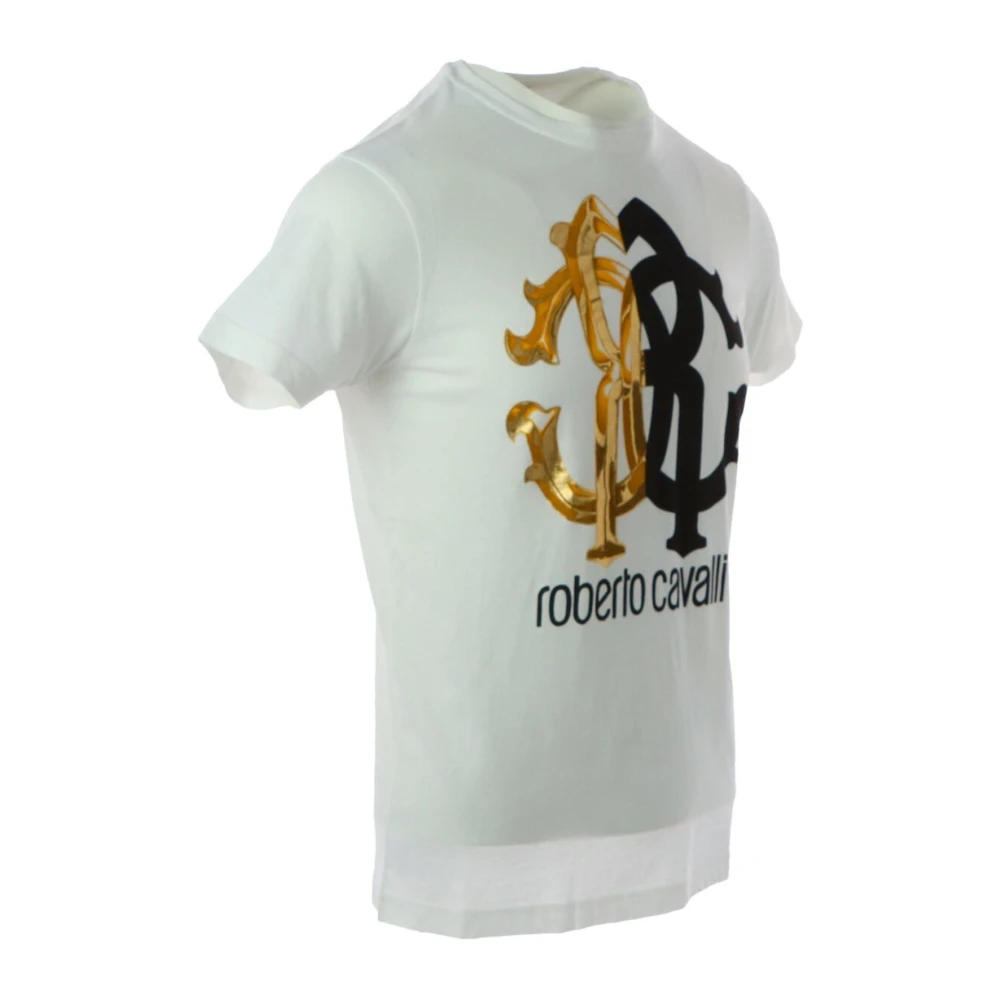 Roberto Cavalli T-shirt met logo-print White Heren