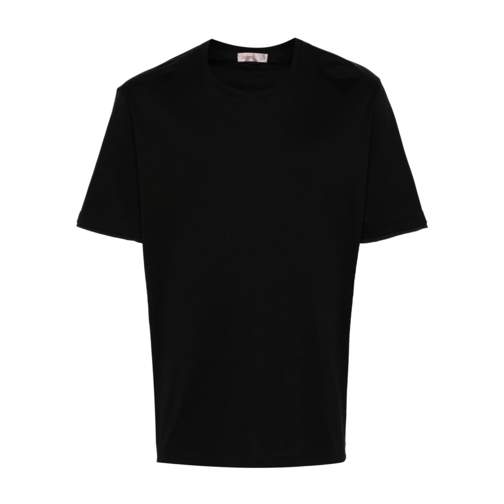 Herno Svart T-Shirt Med Rund Hals