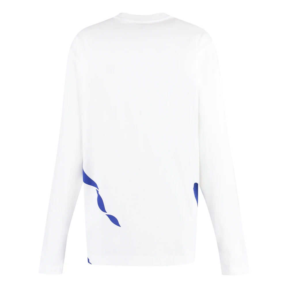 Burberry Bedrukt katoenen T-shirt met lange mouwen White Dames