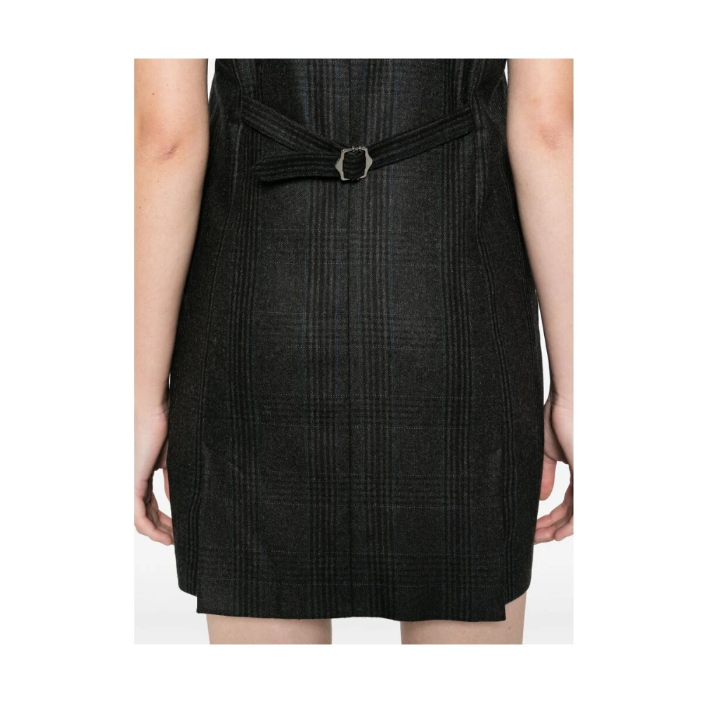 Remain Birger Christensen Geruite Wollen Blend V-Hals Vest Gray Dames