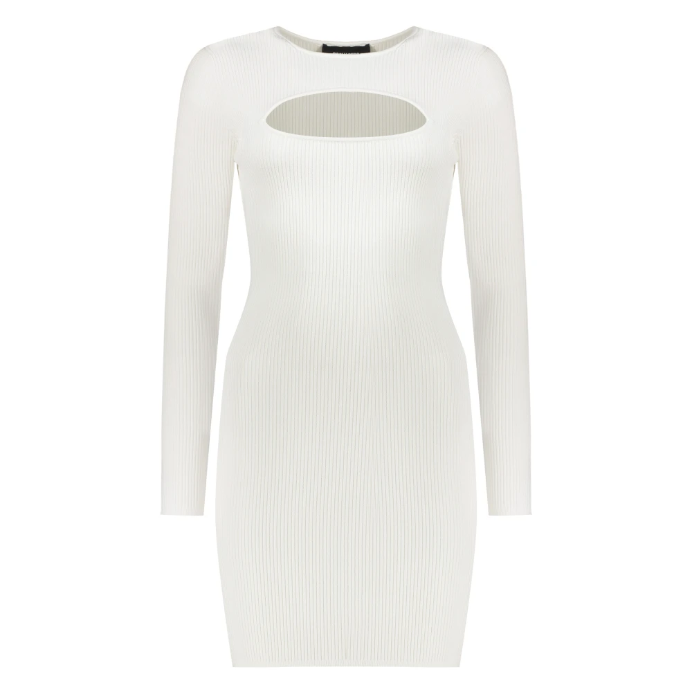 Dsquared2 Geribbelde Mini-Jurk met Uitsnijding White Dames