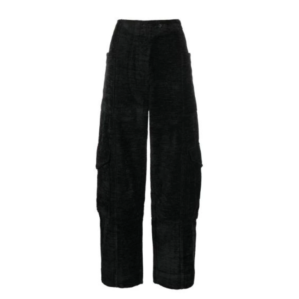 Ganni Chenille Cargo Byxor Svart Black, Dam