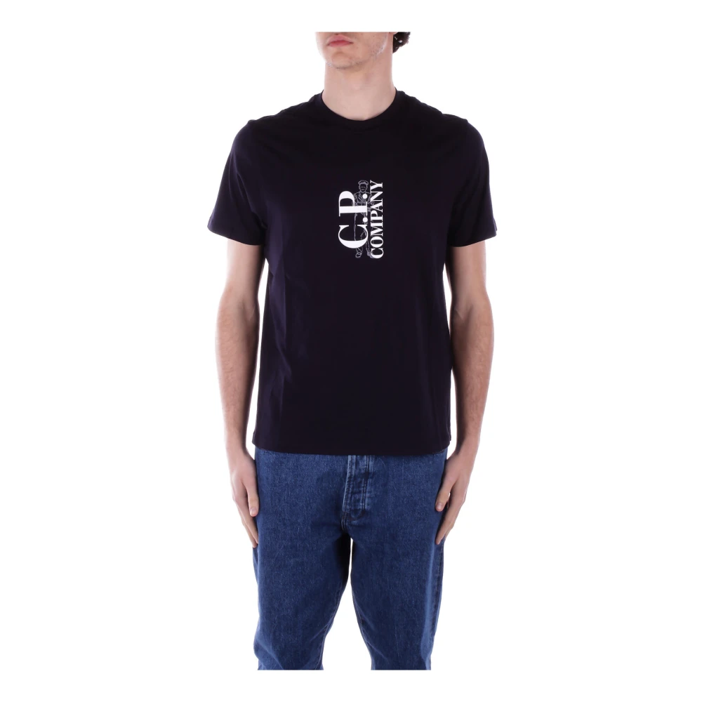 C.P. Company Logo Front T-shirt Elevate Casual Style Blue Heren