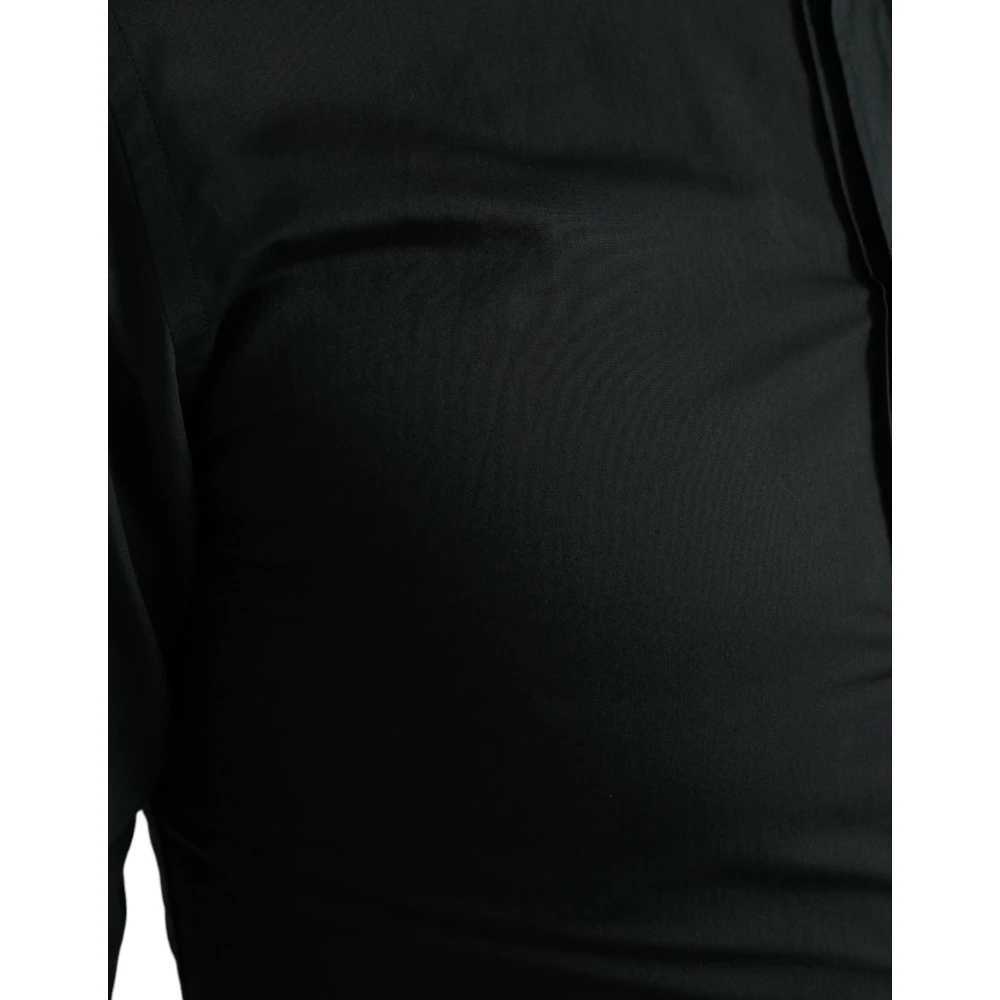 Dolce & Gabbana Elegante Zwarte Zijden Overhemd Black Heren